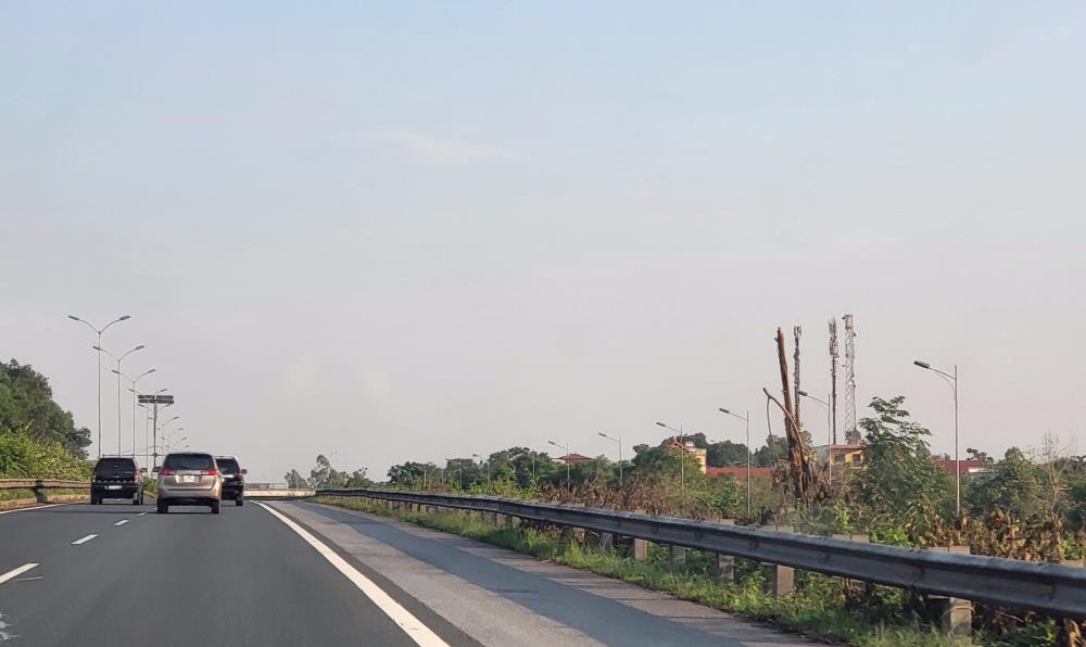 Hàng cây keo được trồng hai bên đường đoạn qua nút giao Liêm Tuyền (Phủ Lý, Hà Nam) cao tốc Cầu Giẽ - Ninh Bình đã bị chặt gọn