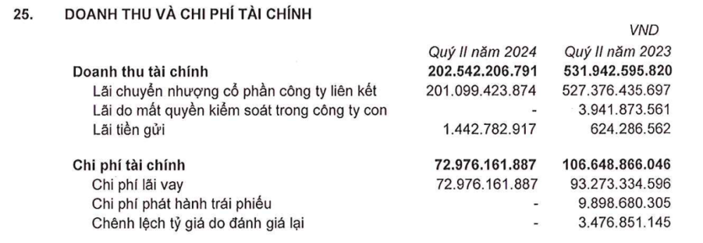 Nguồn: BCTC hợp nhất quý II/2024 của PDR